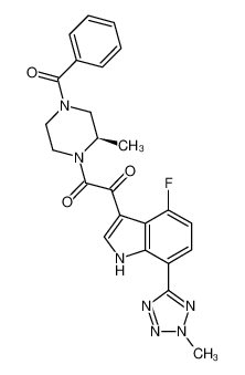 1-(4-Benzoyl-2-(R)-methyl-piperazin-1-yl)-2-[4-fluoro-7-(2-methyl-2H-tetrazol-5-yl)-1H-indol-3-yl]-ethane-1,2-dione_389630-52-8