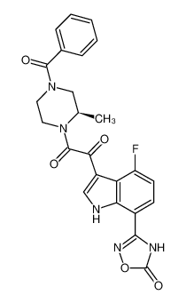 1-(4-Benzoyl-2-(R)-methyl-piperazin-1-yl)-2-[4-fluoro-7-(5-oxo-4,5-dihydro-[1,2,4]oxadiazol-3-yl)-1H-indol-3-yl]-ethane-1,2-dione_389630-53-9