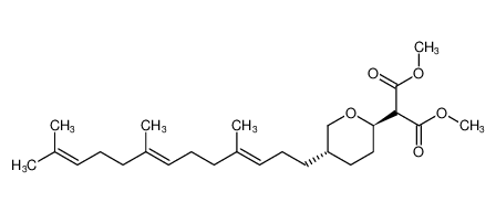 rel-dimethyl 2-((2R,5S)-5-((3E,7E)-4,8,12-trimethyltrideca-3,7,11-trien-1-yl)tetrahydro-2H-pyran-2-yl)malonate_389632-54-6