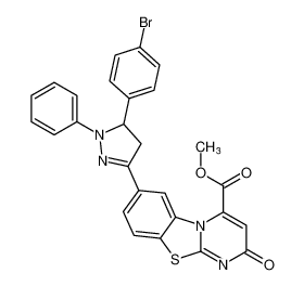 methyl 7-(5-(4-bromophenyl)-1-phenyl-4,5-dihydro-1H-pyrazol-3-yl)-2-oxo-2H-benzo[4,5]thiazolo[3,2-a]pyrimidine-4-carboxylate_389636-29-7