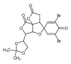 3,5-dibromo-6'-(2,2-dimethyl-1,3-dioxolan-4-yl)-3',3a',5a',6'-tetrahydro-2'H,8'H-spiro[cyclohexane-1,4'-difuro[3,4-b:2',3'-c]furan]-2,5-diene-2',4,8'-trione_38971-99-2