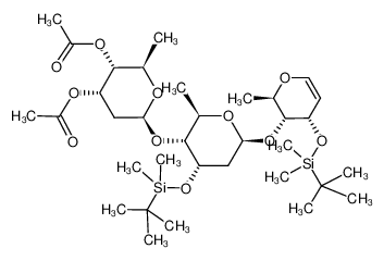 (2R,3R,4S,6S)-6-(((2R,3R,4S,6S)-4-((tert-butyldimethylsilyl)oxy)-6-(((2R,3R,4S)-4-((tert-butyldimethylsilyl)oxy)-2-methyl-3,4-dihydro-2H-pyran-3-yl)oxy)-2-methyltetrahydro-2H-pyran-3-yl)oxy)-2-methyltetrahydro-2H-pyran-3,4-diyl diacetate_389860-87-1