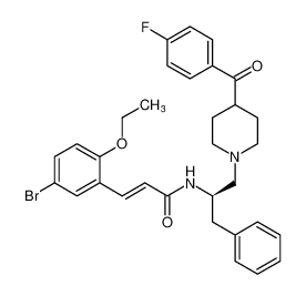 2-Propenamide,3-(5-bromo-2-ethoxyphenyl)-N-[(1R)-1-[[4-(4-fluorobenzoyl)-1-piperidinyl]methyl]-2-phenylethyl]-, (2E)-_389890-53-3