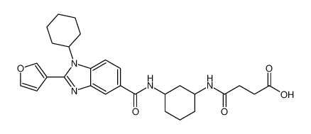 4-((3-(1-cyclohexyl-2-(furan-3-yl)-1H-benzo[d]imidazole-5-carboxamido)cyclohexyl)amino)-4-oxobutanoic acid_390813-22-6