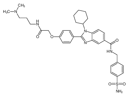 1-cyclohexyl-2-(4-(2-((3-(dimethylamino)propyl)amino)-2-oxoethoxy)phenyl)-N-(4-sulfamoylbenzyl)-1H-benzo[d]imidazole-5-carboxamide_390814-44-5