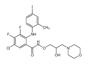 5-chloro-3,4-difluoro-N-(2-hydroxy-3-morpholinopropoxy)-2-((4-iodo-2-methylphenyl)amino)benzamide_391211-05-5