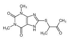 1,3-dimethyl-8-(1-methyl-2-oxo-propylsulfanyl)-3,7(9)-dihydro-purine-2,6-dione_39140-85-7