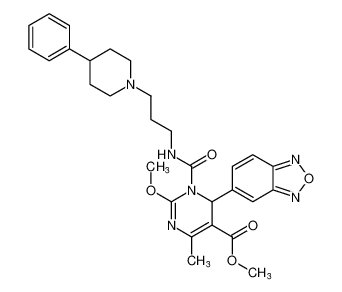 methyl 6-(benzo[c][1,2,5]oxadiazol-5-yl)-2-methoxy-4-methyl-1-((3-(4-phenylpiperidin-1-yl)propyl)carbamoyl)-1,6-dihydropyrimidine-5-carboxylate_391610-61-0