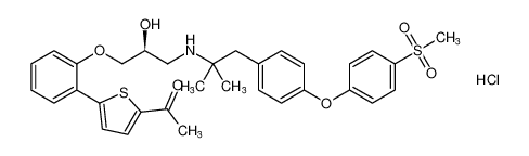 (S)-1-(5-(2-(2-hydroxy-3-((2-methyl-1-(4-(4-(methylsulfonyl)phenoxy)phenyl)propan-2-yl)amino)propoxy)phenyl)thiophen-2-yl)ethan-1-one hydrochloride_391925-49-8