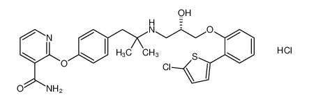 (S)-2-(4-(2-((3-(2-(5-chlorothiophen-2-yl)phenoxy)-2-hydroxypropyl)amino)-2-methylpropyl)phenoxy)nicotinamide hydrochloride_391925-76-1