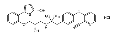 (S)-3-(4-(2-((2-hydroxy-3-(2-(5-methylthiophen-2-yl)phenoxy)propyl)amino)-2-methylpropyl)phenoxy)picolinonitrile hydrochloride_391926-05-9