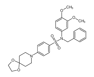 N-benzyl-N-(3,4-dimethoxyphenyl)-4-(1,4-dioxa-8-azaspiro[4.5]decan-8-yl)benzenesulfonamide_391934-90-0