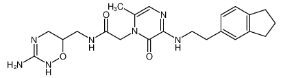 N-((3-amino-5,6-dihydro-2H-1,2,4-oxadiazin-6-yl)methyl)-2-(3-((2-(2,3-dihydro-1H-inden-5-yl)ethyl)amino)-6-methyl-2-oxopyrazin-1(2H)-yl)acetamide_392288-22-1
