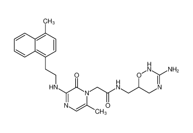 N-((3-amino-5,6-dihydro-2H-1,2,4-oxadiazin-6-yl)methyl)-2-(6-methyl-3-((2-(4-methylnaphthalen-1-yl)ethyl)amino)-2-oxopyrazin-1(2H)-yl)acetamide_392288-32-3
