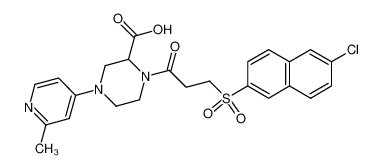 1-[3-(6-chloro-2-naphthyl)sulfonylpropanoyl]-4-(2-methyl-pyridin-4-yl)-2-piperazinecarboxylic acid_392330-00-6