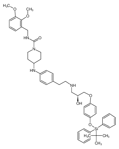 4-[4-(2-{[(2S)-3-(4-{[tert-Butyl(diphenyl)silyl]oxy}phenoxy)-2-hydroxypropyl]amino}ethyl)anilino]-N-(2,3-dimethoxybenzyl)-1-piperidinecarboxamide_392625-72-8