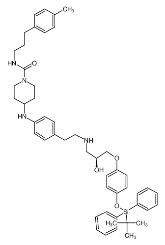 4-[4-(2-{[(2S)-3-(4-{[tert-Butyl(diphenyl)silyl]oxy}phenoxy)-2-hydroxypropyl]amino}ethyl)anilino]-N-[3-(4-methylphenyl)propyl]-1-piperidinecarboxamide_392626-53-8