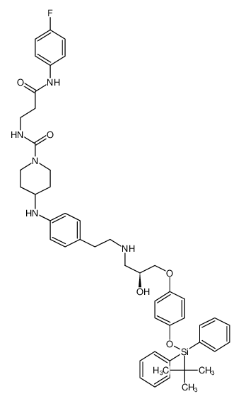4-[4-(2-{[(2S)-3-(4-{[tert-Butyl(diphenyl)silyl]oxy}phenoxy)-2-hydroxypropyl]amino}ethyl)anilino]-N-[3-(4-fluoroanilino)-3-oxopropyl]-1-piperidinecarboxamide_392636-27-0