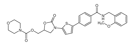 (3-(5-(4-((2-methoxybenzyl)carbamoyl)phenyl)thiophen-2-yl)-2-oxooxazolidin-5-yl)methyl morpholine-4-carboxylate_393086-22-1