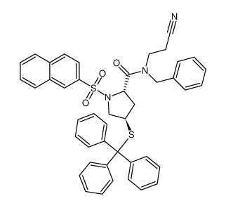 (2S,4R)-N-benzyl-N-(2-cyanoethyl)-1-(naphthalen-2-ylsulfonyl)-4-(tritylthio)pyrrolidine-2-carboxamide_393154-46-6