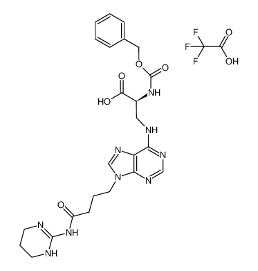 (2S)-2-benzyloxycarbonylamino-3-{9-[3-(1,4,5,6-tetrahydro-pyrimidin-2-ylcarbamoyl)-propyl]-9H-purin-6-ylamino}-propionic acid trifluoroacetate salt_393544-37-1