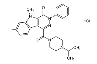 7-fluoro-1-(4-isopropylpiperazine-1-carbonyl)-5-methyl-3-phenyl-3,5-dihydro-4H-pyridazino[4,5-b]indol-4-one hydrochloride_393813-24-6