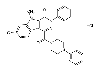7-chloro-5-methyl-3-phenyl-1-(4-(pyridin-2-yl)piperazine-1-carbonyl)-3,5-dihydro-4H-pyridazino[4,5-b]indol-4-one hydrochloride_393813-28-0