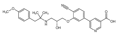 (R)-5-(4-cyano-3-(2-hydroxy-3-((1-(4-methoxyphenyl)-2-methylpropan-2-yl)amino)propoxy)phenyl)nicotinic acid_393813-44-0