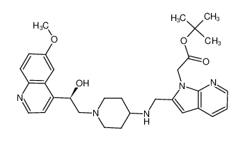 (R)-1-(6-Methoxy-quinolin-4-yl)-2-{4-[(1-tert-butoxycarbonylmethyl-1H-pyrrolo[2,3-b]pyridine-2-ylmethyl)-amino]-piperidin-1-yl}-ethanol_394223-82-6
