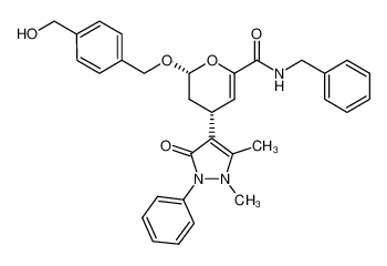 (2R,4R)-N-benzyl-4-(1,5-dimethyl-3-oxo-2-phenyl-2,3-dihydro-1H-pyrazol-4-yl)-2-((4-(hydroxymethyl)benzyl)oxy)-3,4-dihydro-2H-pyran-6-carboxamide_394252-86-9