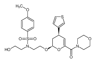 N-(2-hydroxyethyl)-4-methoxy-N-(2-(((2R,4R)-6-(morpholine-4-carbonyl)-4-(thiophen-3-yl)-3,4-dihydro-2H-pyran-2-yl)oxy)ethyl)benzenesulfonamide_394252-87-0