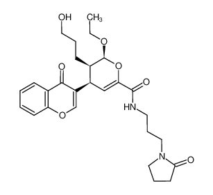 (2S,3R,4R)-2-ethoxy-3-(3-hydroxypropyl)-4-(4-oxo-4H-chromen-3-yl)-N-(3-(2-oxopyrrolidin-1-yl)propyl)-3,4-dihydro-2H-pyran-6-carboxamide_394253-47-5