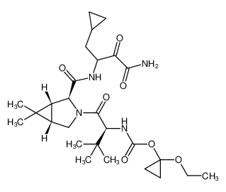 1-ethoxycyclopropyl ((2S)-1-((1R,2S,5S)-2-((4-amino-1-cyclopropyl-3,4-dioxobutan-2-yl)carbamoyl)-6,6-dimethyl-3-azabicyclo[3.1.0]hexan-3-yl)-3,3-dimethyl-1-oxobutan-2-yl)carbamate_394724-50-6