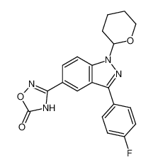 3-[3-(4-fluorophenyl)-1-perhydro-2H-pyran-2-yl-1H-indazol-5-yl]-1,2,4-oxadiazolin-5-one_395106-97-5