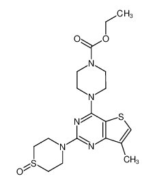 4-[7-methyl-2-(1-oxo-1λ4-thiomorpholin-4-yl)-thieno[3,2-d]pyrimidin-4-yl]-piperazine-1-carboxylic acid ethyl ester_39559-88-1