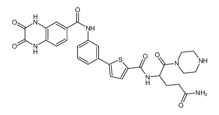 N-(3-(5-((5-amino-1,5-dioxo-1-(piperazin-1-yl)pentan-2-yl)carbamoyl)thiophen-2-yl)phenyl)-2,3-dioxo-1,2,3,4-tetrahydroquinoxaline-6-carboxamide_395648-48-3