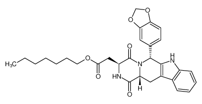 heptyl 2-((3S,6R,12aR)-6-(benzo[d][1,3]dioxol-5-yl)-1,4-dioxo-1,2,3,4,6,7,12,12a-octahydropyrazino[1',2':1,6]pyrido[3,4-b]indol-3-yl)acetate_395665-75-5