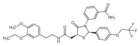 rel-3-((2R,5S)-5-(2-((3-ethoxy-4-methoxyphenethyl)amino)-2-oxoethyl)-4-oxo-2-(4-(2,2,2-trifluoroethoxy)phenyl)thiazolidin-3-yl)benzamide_396081-40-6