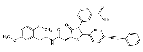 5-Thiazolidineacetamide,3-[3-(aminocarbonyl)phenyl]-N-[2-(2,5-dimethoxyphenyl)ethyl]-4-oxo-2-[4-(phenylethynyl)phenyl]-, (2R,5S)-rel-_396089-57-9