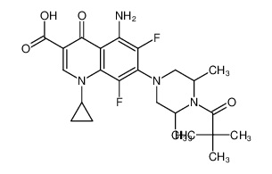 5-amino-1-cyclopropyl-7-(3,5-dimethyl-4-pivaloylpiperazin-1-yl)-6,8-difluoro-4-oxo-1,4-dihydroquinoline-3-carboxylic acid_396132-33-5
