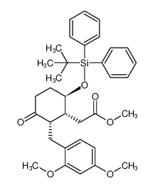 Cyclohexaneacetic acid,2-[(2,4-dimethoxyphenyl)methyl]-6-[[(1,1-dimethylethyl)diphenylsilyl]oxy]-3-oxo-, methyl ester, (1R,2S,6R)-rel-_396649-95-9