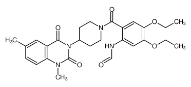 N-(2-(4-(1,6-dimethyl-2,4-dioxo-1,4-dihydroquinazolin-3(2H)-yl)piperidine-1-carbonyl)-4,5-diethoxyphenyl)formamide_396650-69-4