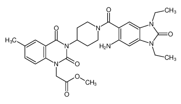 methyl 2-(3-(1-(6-amino-1,3-diethyl-2-oxo-2,3-dihydro-1H-benzo[d]imidazole-5-carbonyl)piperidin-4-yl)-6-methyl-2,4-dioxo-3,4-dihydroquinazolin-1(2H)-yl)acetate_396651-60-8