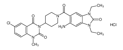 3-(1-(6-amino-1,3-diethyl-2-oxo-2,3-dihydro-1H-benzo[d]imidazole-5-carbonyl)piperidin-4-yl)-6-chloro-1-methylquinazoline-2,4(1H,3H)-dione hydrochloride_396651-74-4