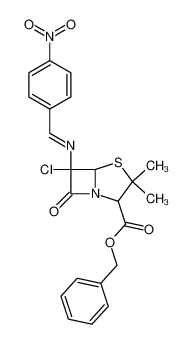 6-Chloro-3,3-dimethyl-6-{[1-(4-nitro-phenyl)-meth-(Z)-ylidene]-amino}-7-oxo-4-thia-1-aza-bicyclo[3.2.0]heptane-2-carboxylic acid benzyl ester_39714-59-5