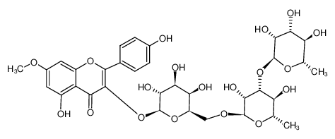 kaempferol-7-O-methyl-3-O-α-L-rhamnopyranosyl(1(*)3)-O-α-L-rhamnopyranosyl(1(*)6)-O-β-D-galactopyranoside_39723-40-5