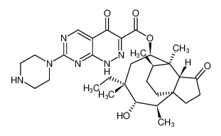 (3aR,4R,5R,7R,8S,9R,9aS,12R)-7-ethyl-8-hydroxy-4,7,9,12-tetramethyl-3-oxodecahydro-4,9a-propanocyclopenta[8]annulen-5-yl 4-oxo-7-(piperazin-1-yl)-1,4-dihydropyrimido[4,5-c]pyridazine-3-carboxylate_397304-82-4