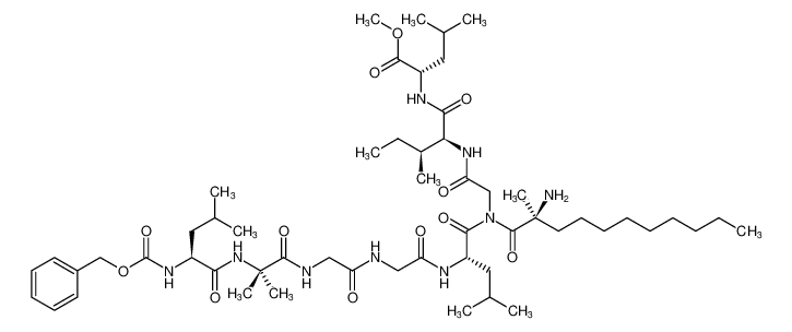 methyl N-((S)-2-amino-2-methylundecanoyl)-N-(2-((S)-2-(((benzyloxy)carbonyl)amino)-4-methylpentanamido)-2-methylpropanoyl)glycylglycyl-L-leucylglycyl-L-isoleucyl-L-leucinate_397849-83-1