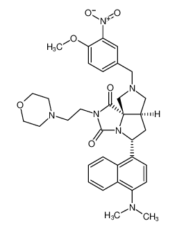 rel-(5R,6aR,9aR)-5-(4-(dimethylamino)naphthalen-1-yl)-8-(4-methoxy-3-nitrobenzyl)-2-(2-morpholinoethyl)hexahydro-1H-pyrrolo[3',4':2,3]pyrrolo[1,2-c]imidazole-1,3(2H)-dione_397874-50-9