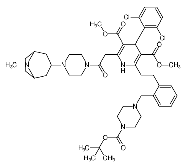 3,5-Pyridinedicarboxylic acid,4-(2,6-dichlorophenyl)-2-[2-[2-[[4-[(1,1-dimethylethoxy)carbonyl]-1-piperazinyl]methyl]phenyl]ethyl]-1,4-dihydro-6-[2-[4-(8-methyl-8-azabicyclo[3.2.1]oct-3-yl)-1-piperazinyl]-2-oxoethyl]-, dimethyl ester_398474-79-8